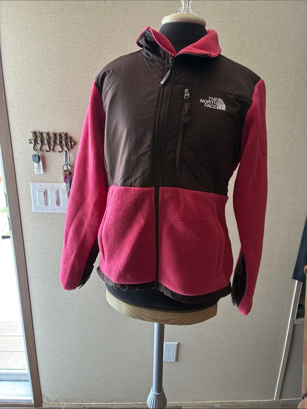 The North Face Pink and Brown Fleece Jacket with Chest Logo